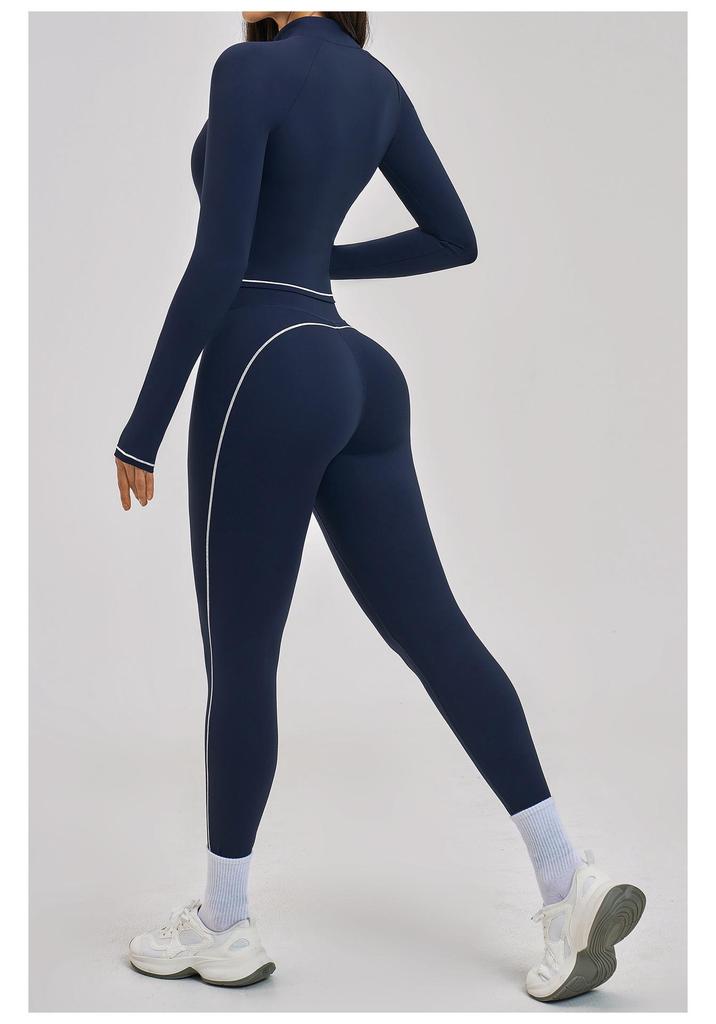 European & American Cross-Color Yoga Set: Nude Feel Zipper Jacket for Outdoor Running & Fitness