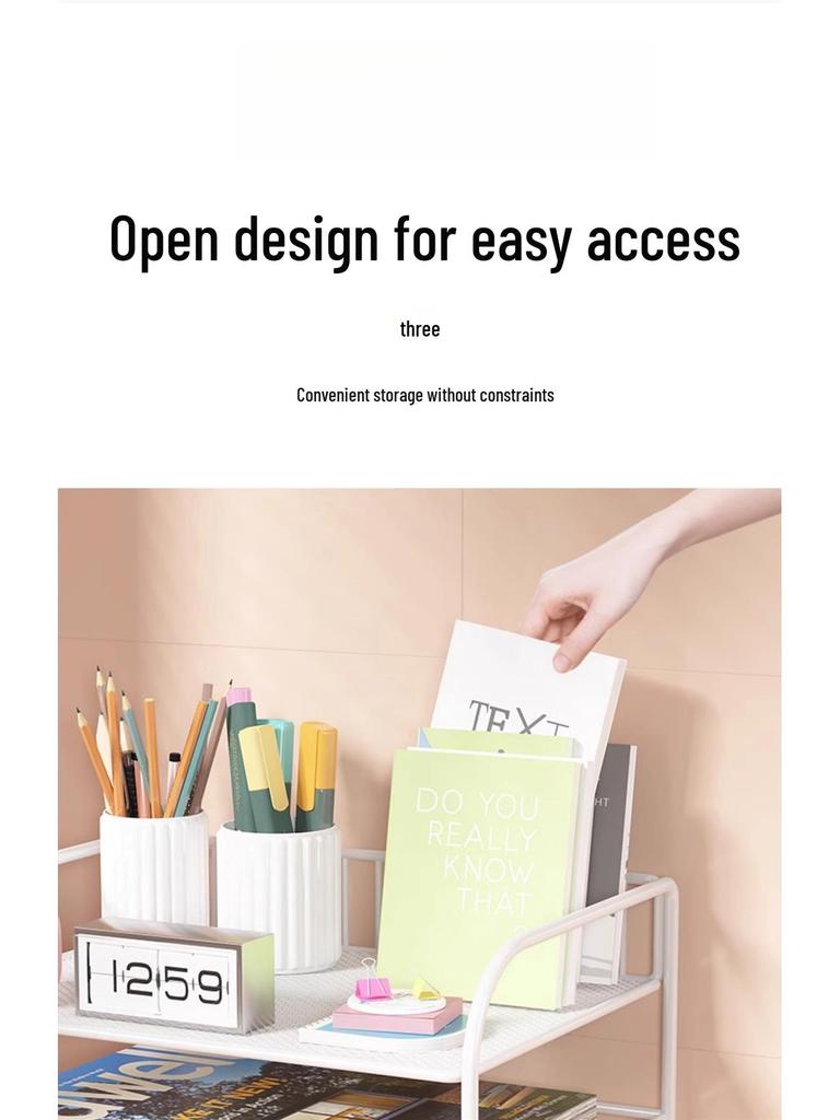 Multilayer Desktop Bookshelf and Organizer for Office, Dining, or Dorm Desk