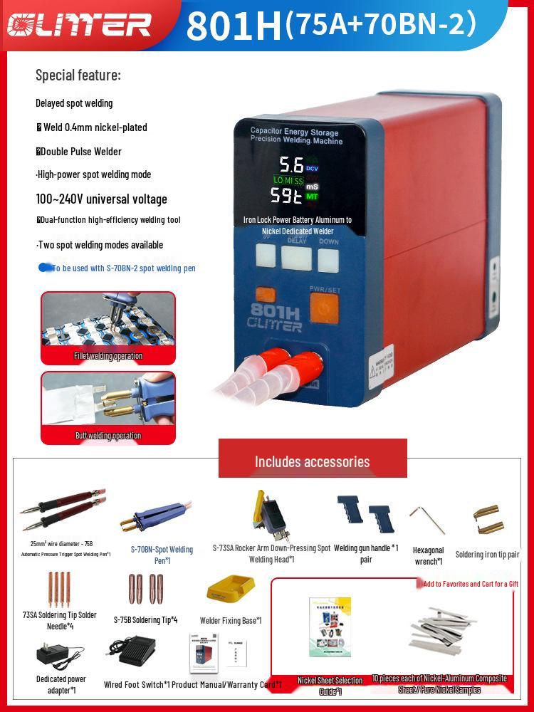 GeLingDe 801H Spot Welder for Iron-Lithium Power Battery, Aluminum-Nickel Pulse Resistance Battery Welder.
