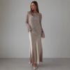 Nuovo pullover casual urbano a maniche lunghe europeo e americano, colore, traforato, ampio, top con paillettes, abbigliamento da donna