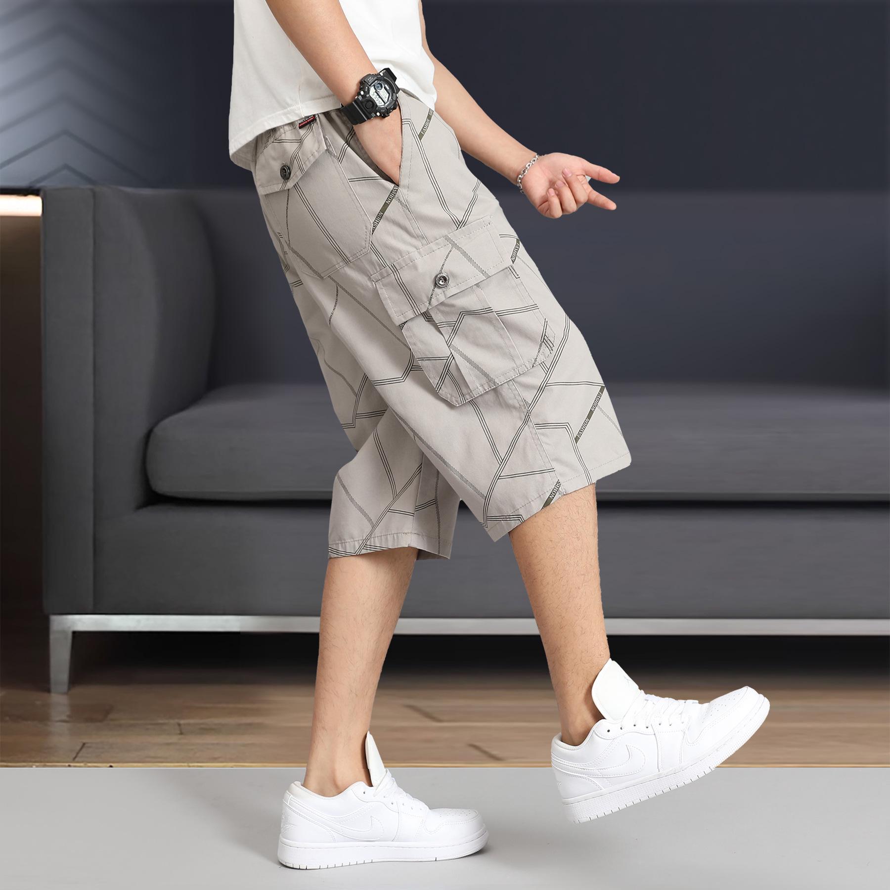 

Men s Cotton Camouflage Multi-Pocket Summer Capris Casual Workwear Shorts 2XL світло-сірий колір