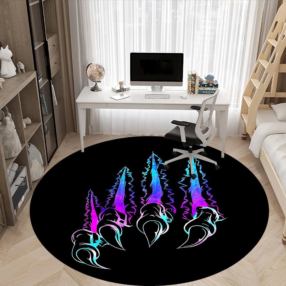 1pc Claw Marks Office Round Area Rug, Mat Suitable For Office, Under Office Chairs Bedroom Living Room Home Decor, Room Deco