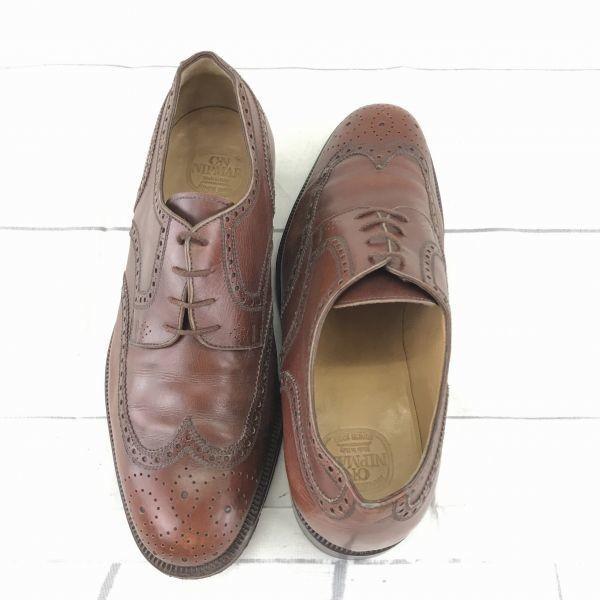 NIPMAR Vintage Made in Italy Fully Handmade Leather Wingtip Dress Shoes Size 7 25.0cm Brown(USED)