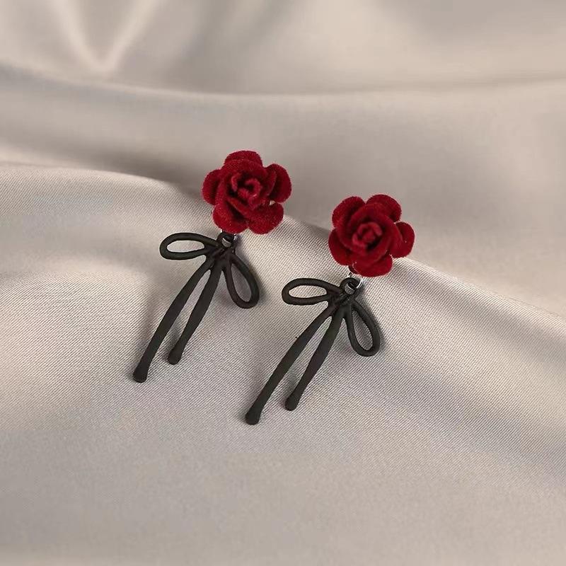 

Серьги из серебра 925 пробы с флокирующимся цветком и бантом, женские легкие роскошные серьги, элегантные серьги
