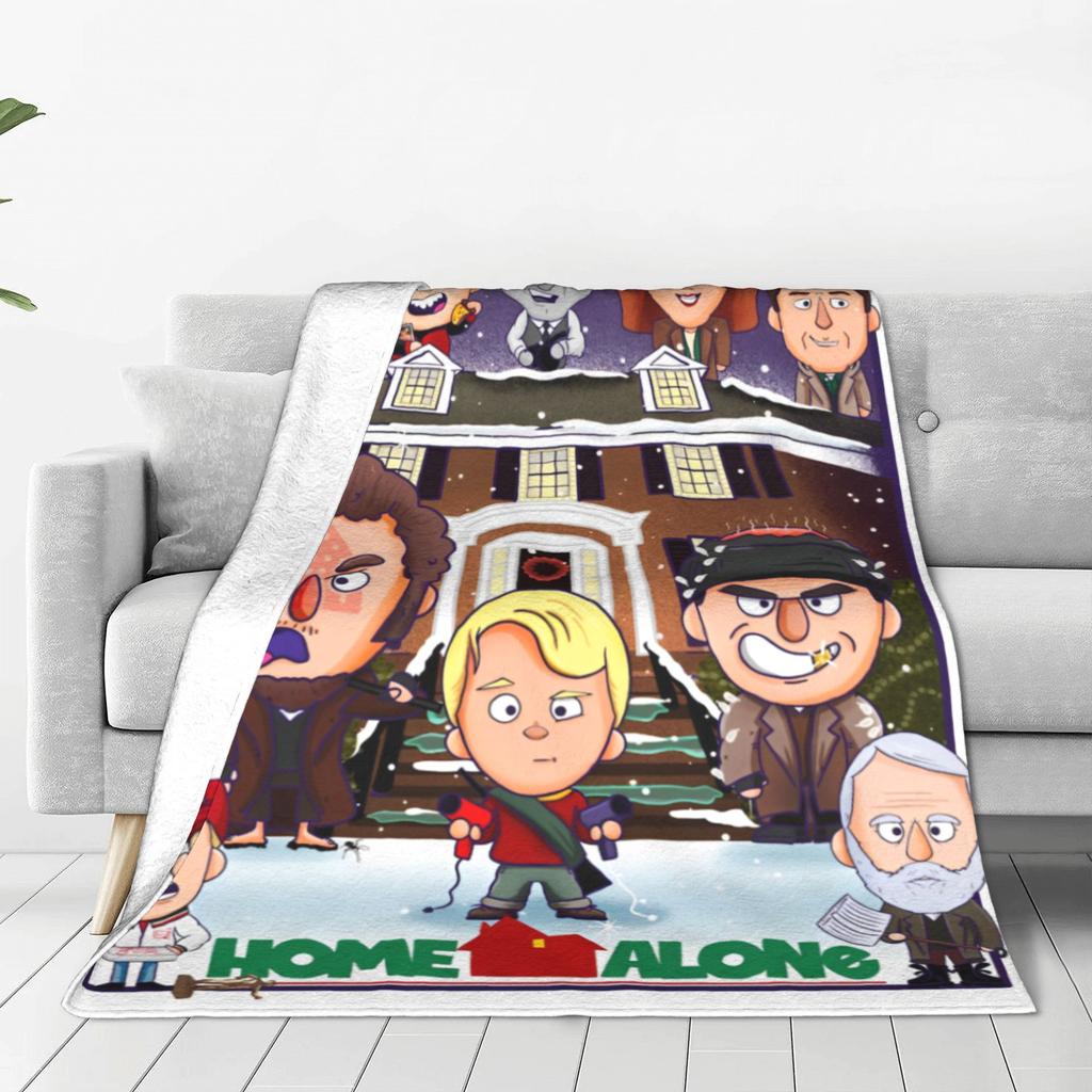 Home Alone Cartoon Cute Fleece Throw Blanket Kevin Macaulay Culkin Blanket for Sofa Couch Ultra-Soft Quilt