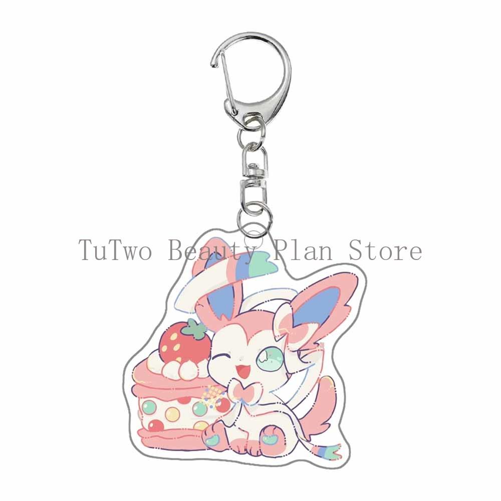 Creative Dessert Flareon Glaceon Umbreon Espeon Sylveon Eevee Anime Cartoon Acrylic Keychain Kawaii Cute Bag Pendant Gifts Toys