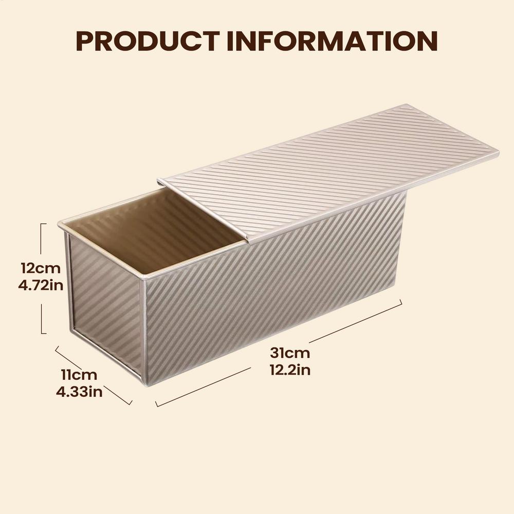 Loaf Pan With Lid Non-Stick Corrugated Easy Release Carbon Steel Sandwich Bread Tins Loaf Baking Pan For Home Kitchen Restaurant золотой