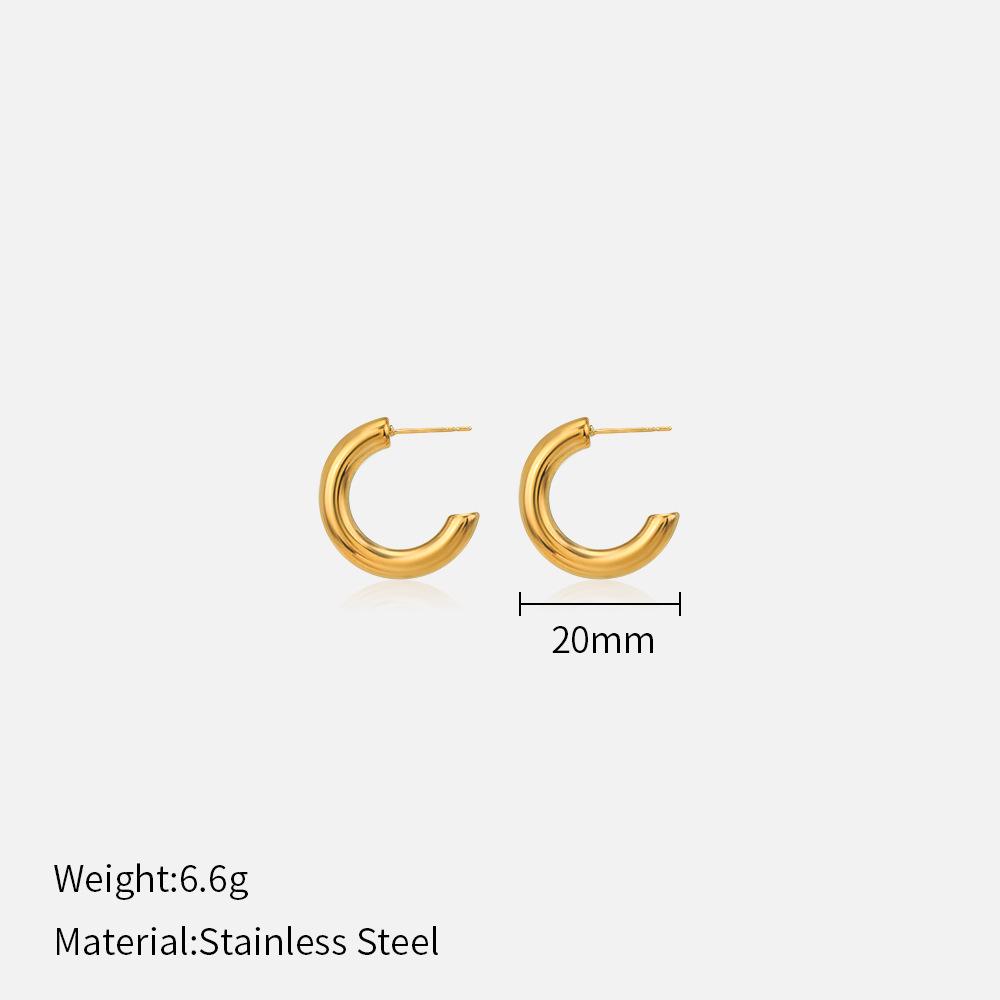 European and American Fashion Simple Plain Hoop Earrings: 20/25/30/40/50mm Stainless Steel Women's Hoop Earrings