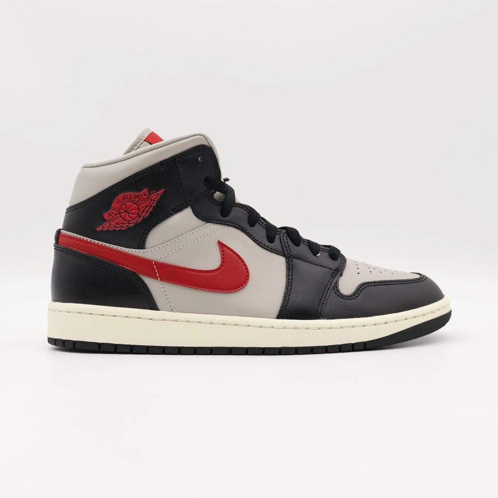 BQ6472-060 Nike WMNS Air Jordan 1 Mid Black Grey Gym Red