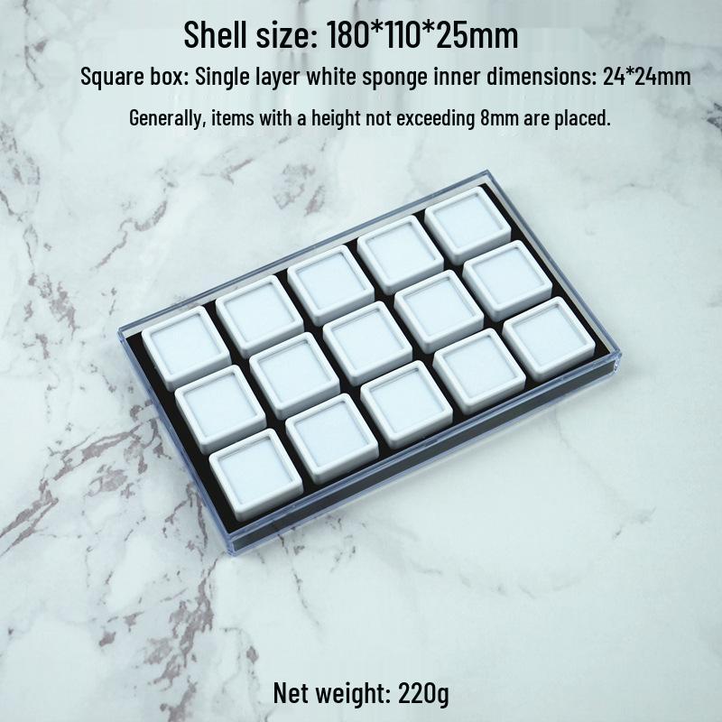 

15-Compartment Transparent Acrylic Display Box with Lid for Gems and Photos