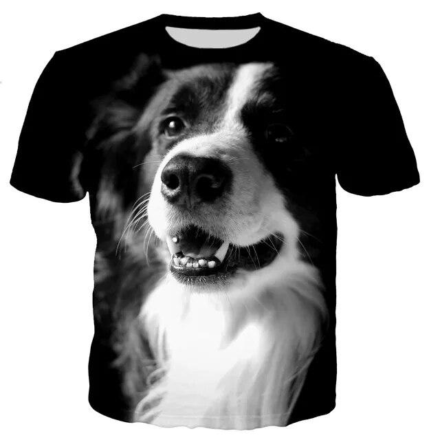 3D Leisure Printing Border Collie New Fashion Men/women T Shirt Tops Short Sleeve T-Shirt