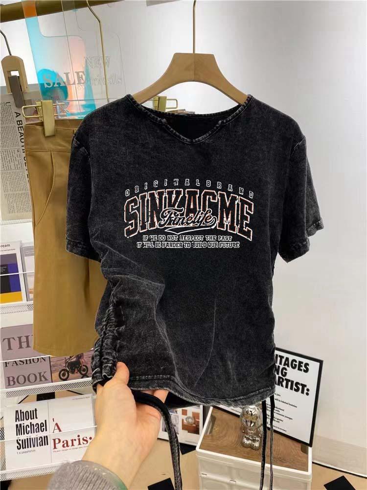 Distressed High Street Print Short Sleeve Pure Cotton Women's T-shirt – Summer 2025 National Tide Collection