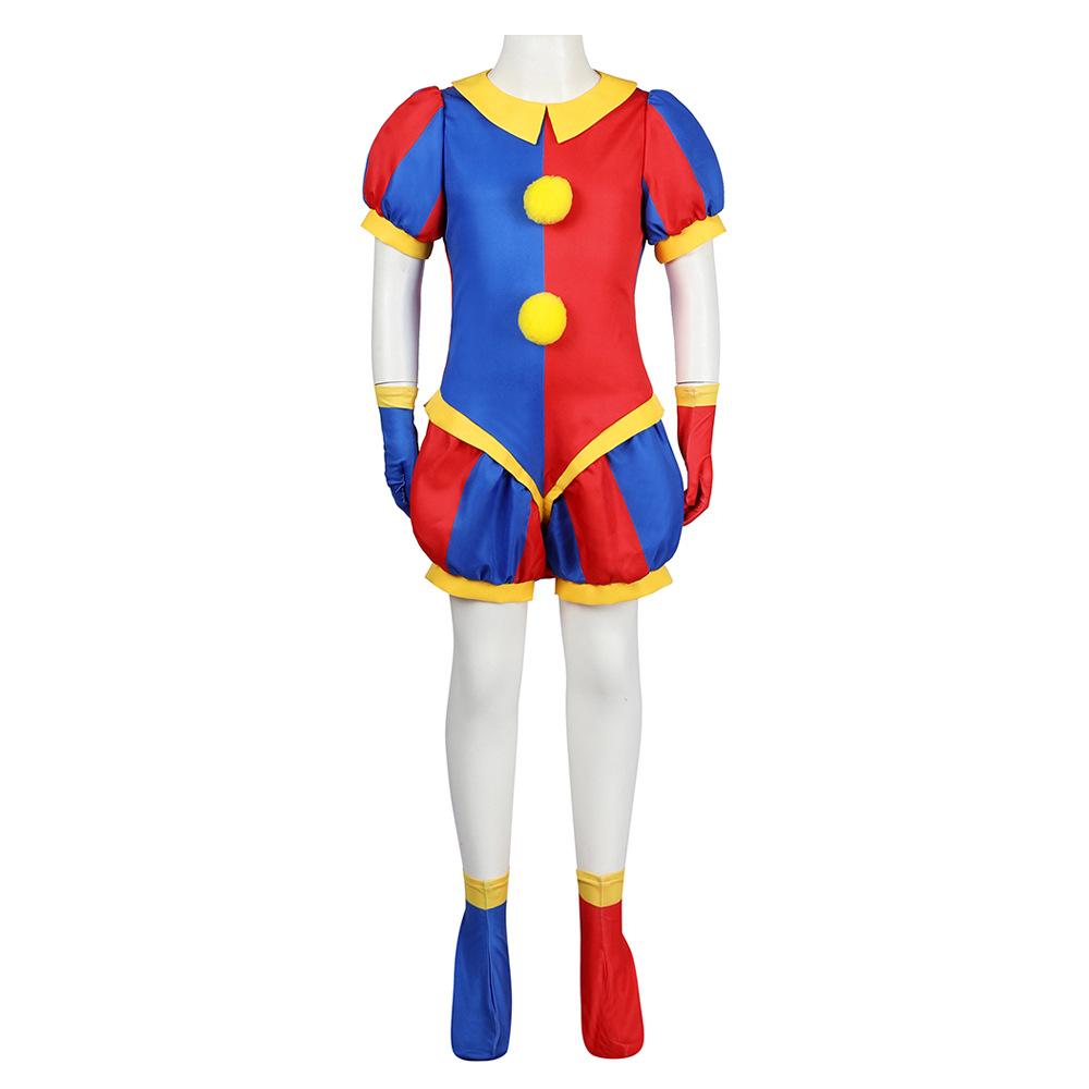 The Amazing Digital Circus Pomni Cosplay Costume Cartoon Uniform Hat Gloves Halloween Party for Women Adults Kids Costume Cos
