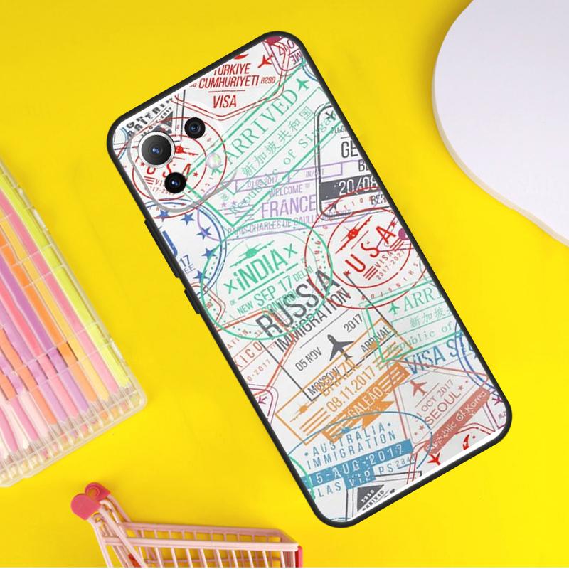 Retro Post Card Passport Stamps Cover For Xiaomi 14 13 Ultra 11T 12T 13T 14T Pro POCO X7 Pro X3 X5 F3 F5 F6 M6 X6 Pro Case