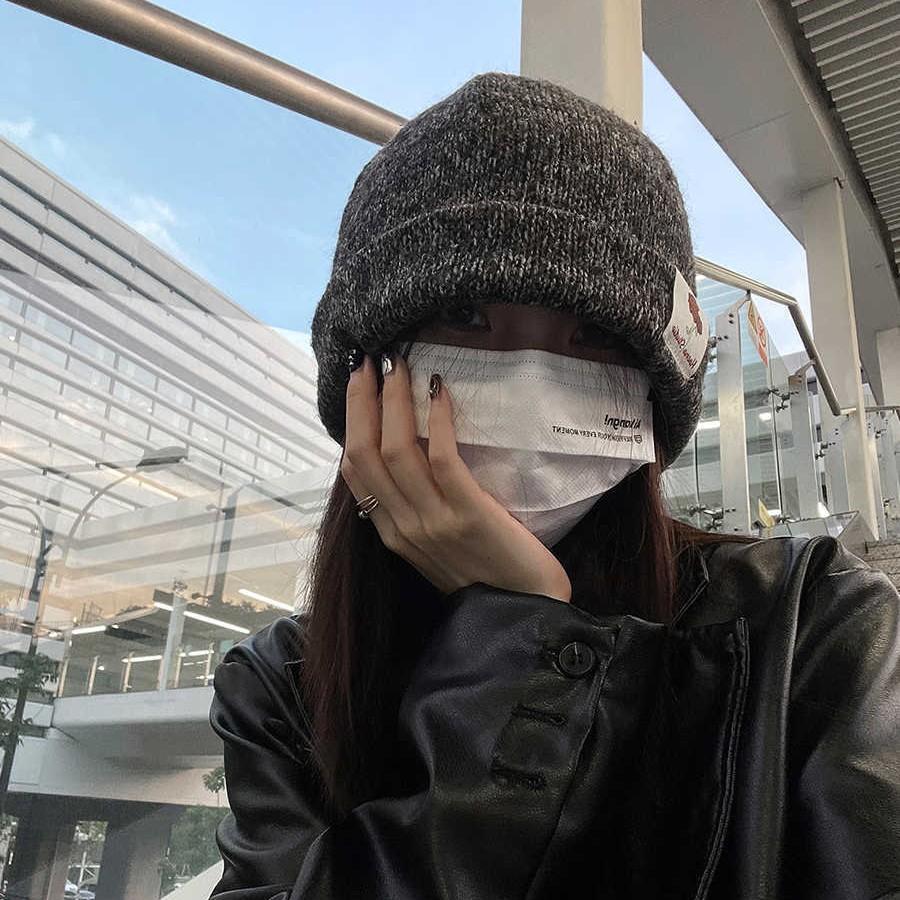 Autumn and Winter Hats for Women Solid Color Knitted Wool Hats Fashionable and Versatile Bag Head Hat Showing Face Small Warm Cold Hat