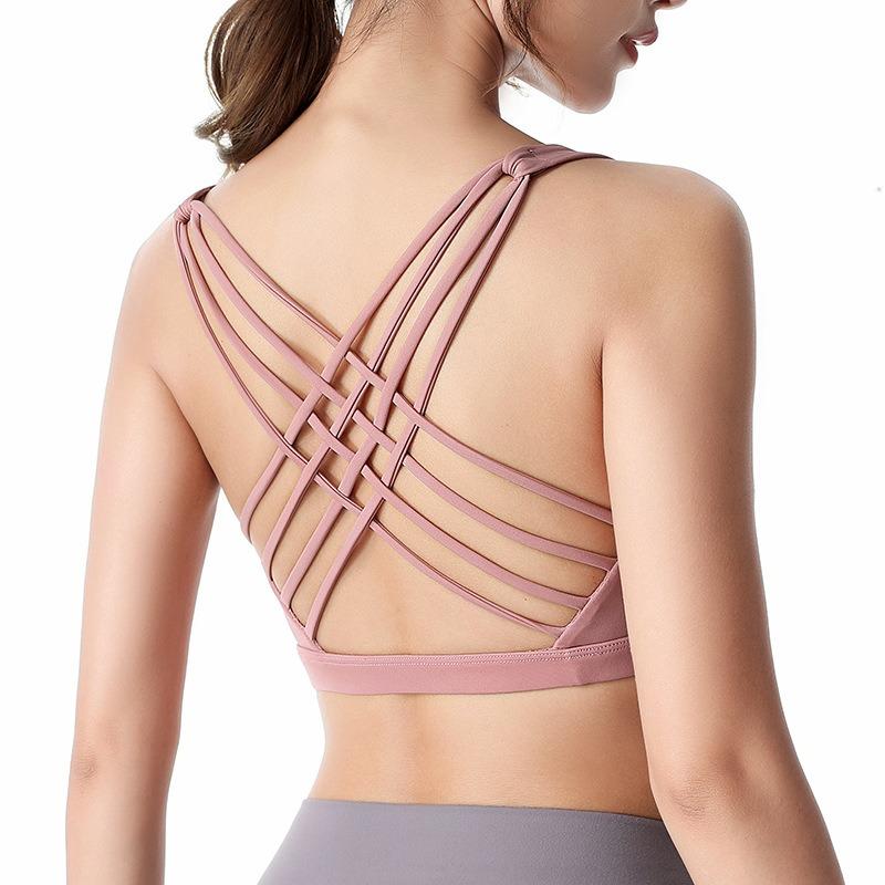 Womens Beauty Back Wireless Padded Gathering Sports Bra For Yoga Gym