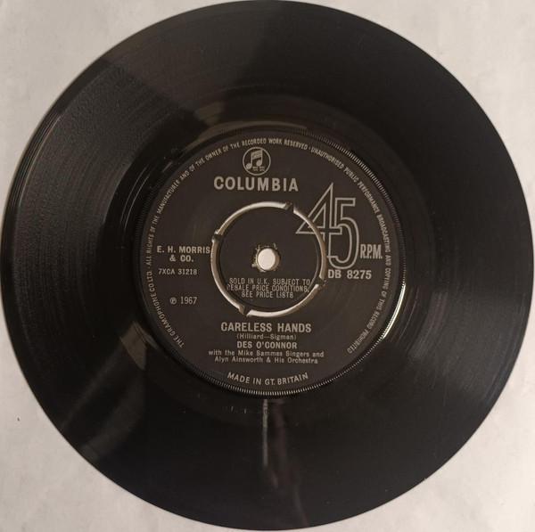 7inch Record DES O'CONNOR - Careless Hands DB8275 Columbia 1967 UK Pop Used