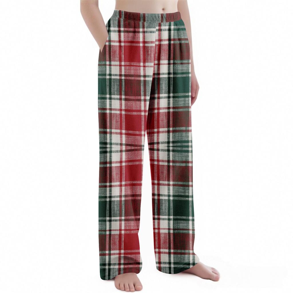 Kinder Weihnachten Karomuster Hose Plüsch Freizeithose