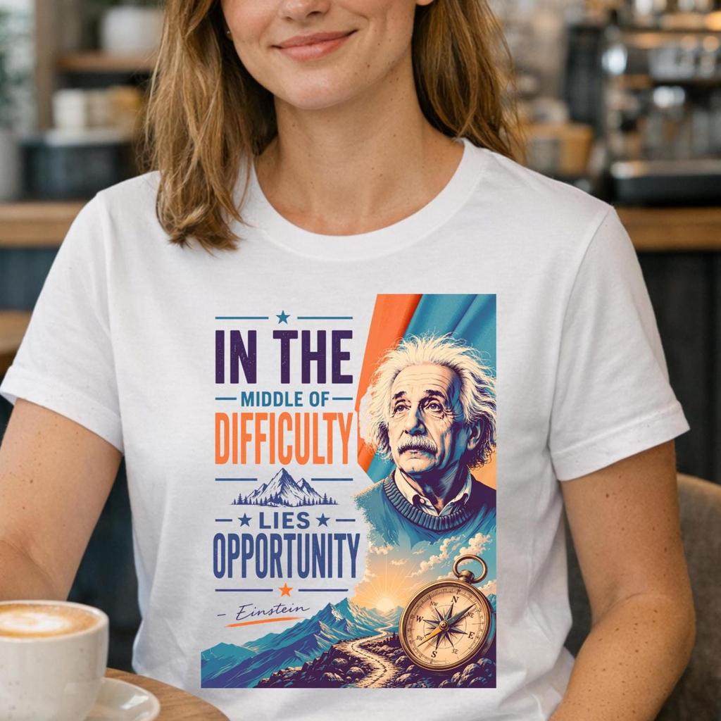 Einstein quote tee | "In the middle of difficulty lies opportunity" T-Shirt and kids tshirt