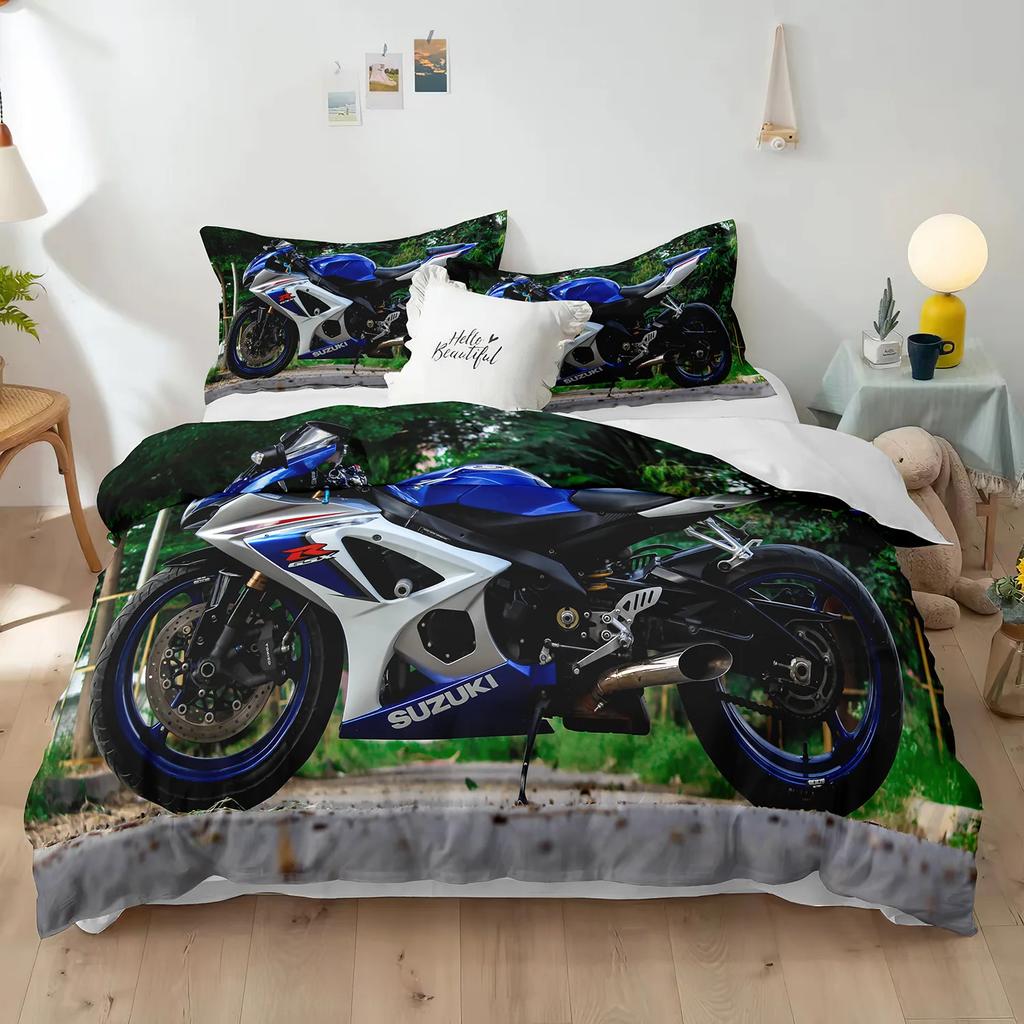 Dirt Bike Duvet Cover Racing Motocross For Teen Adult Motorcycle Rider Extreme Sports Theme For Bedroom Decorations Queen King
