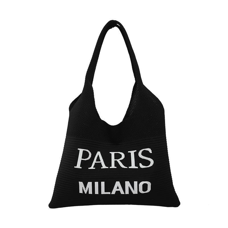 Nová flow pletená taška s písmenem retro móda tote taška korejská deska univerzální velkokapacitní nákupní taška taška přes rameno dámská