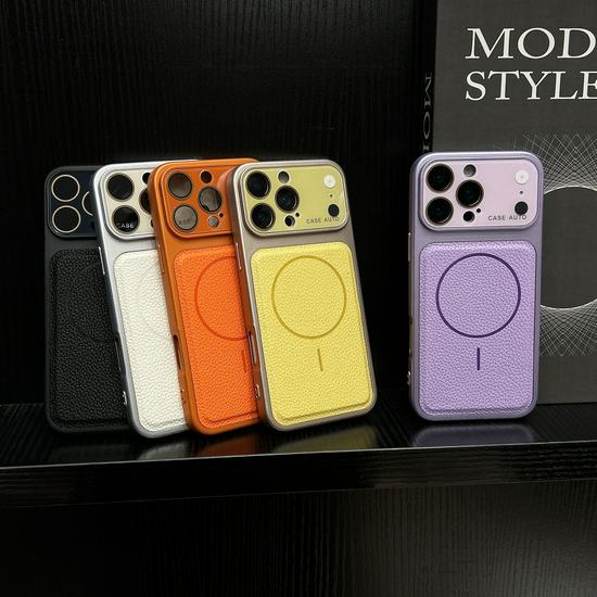 UDILIS Lychee Pattern Magnetic Case for iPhone 15 Pro - Crystal Lens Protection and High-End Feel