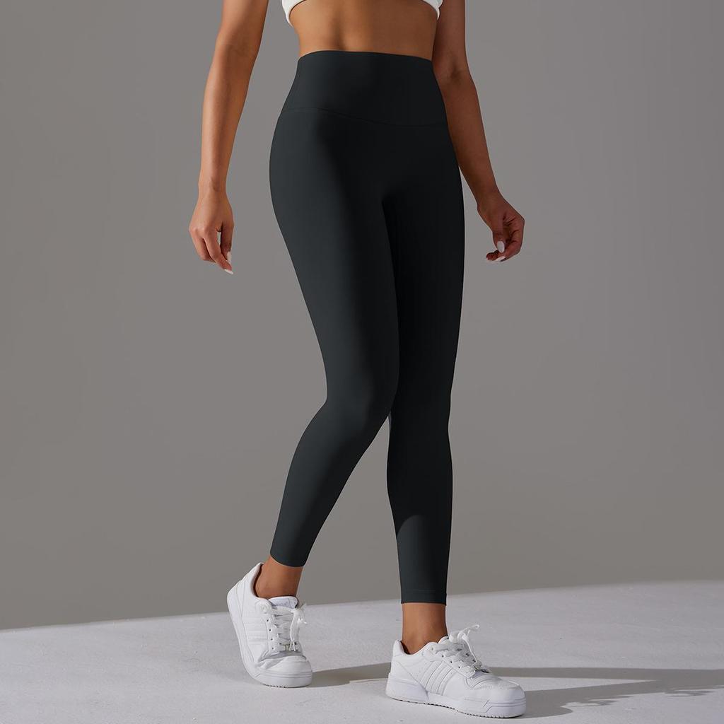 Nude Skin-friendly Yoga Pants Women Without Awkward Line High-waisted Bottoms To Lift The Buttocks Elastic Fitness and Sports Nine-minute Pants