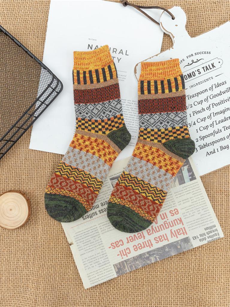 1/5 Pairs Autumn And Winter Fashion Vintage Thick Warm Thermal Cashmere Men Socks Rabbit Wool Mid Sock Skiing And Christmas Gift