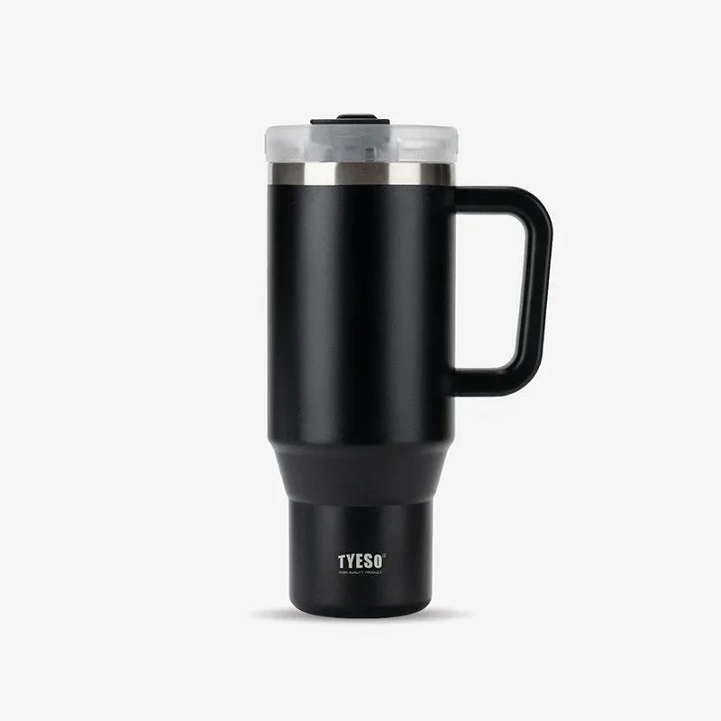 900ML/1200ML Tyeso Stainless Steel Water Bottle Car Thermos Cup Coffee Cups with Handle Sport Vacuum Flask Drinking Utensil Gift