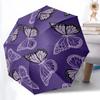 1pc Butterfly Purple Pattern Auto-Fold Umbrella with One-Touch Open/Close - 8 Reinforced Ribs for Windproof Stability,  Yy251118237