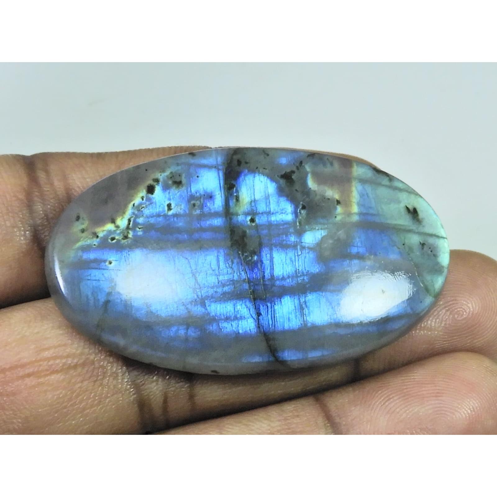 99Cts.Natural Labradorite Multi Fire Oval Cabochon Loose Gemstone 28X52X07MM D-227