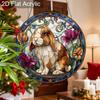 Acrylic Lop-Eared Rabbit with Flowers Suncatcher, Stained Glass Effect Window Hanging Ornament for Animal Lover Gifts