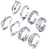 8pcs Open Toe Rings Flower Hollow Band Vintage Toe Ring Set Adjustable Women Summer Beach Jewelry