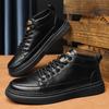 Men's Shoes Autumn and Winter High-top Brown Platform Tooling Board Shoes Men's Mid-top Casual Leather Shoes Retro Martin Short Boots