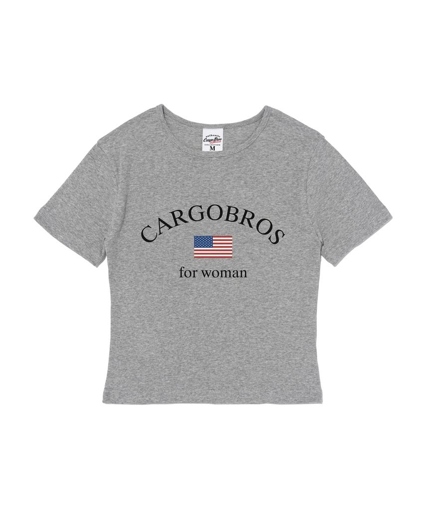 CARGOBROS FOR WOMAN Usa Logo Classic Short Sleeve T-Shirt (Grey)