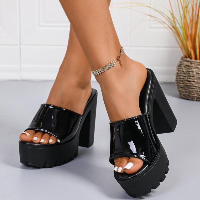 Fashion Summer Casual Solid Super Heel Slippers for Women 2025 Plus Size Platform Woman Slides Non-Slip Open Toes Sandals for Women
