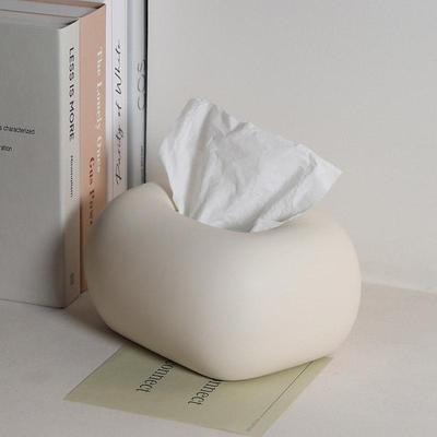 Ceramic Cream Tissue Box: Modern Light Luxury Ornament for Living Room, Coffee Table, or Dining Table Decor.