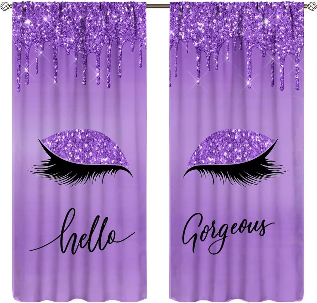 Lips Curtains, Retro Comic Pop Art Girl Applying Red Lipstick Makeup Concept Halftone Background Blackout Rod Pocket Curtains