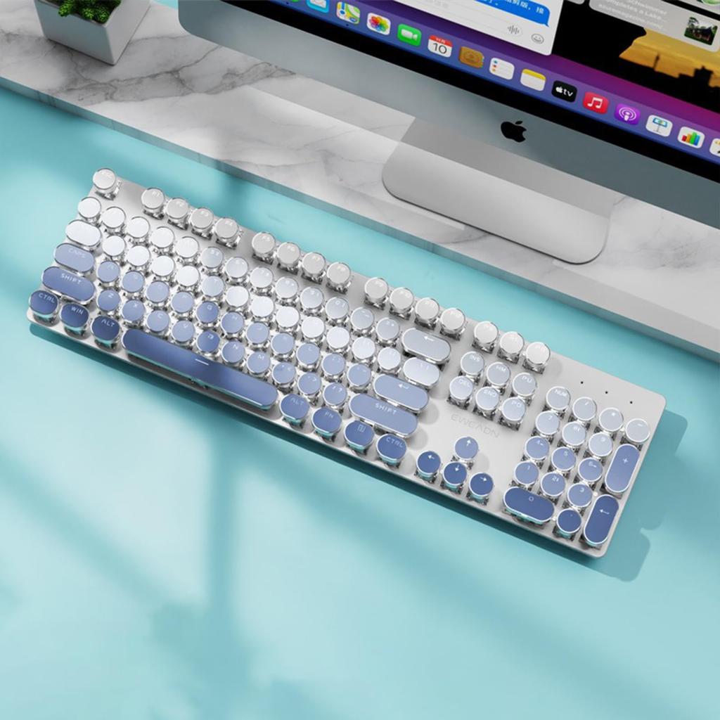 EWEADN V30 Typewriter Keyboard, Mechanical Gaming Keyboard with Gradient Keycaps, Full Key Collision Prevention, LED Backlighting, Compatible with