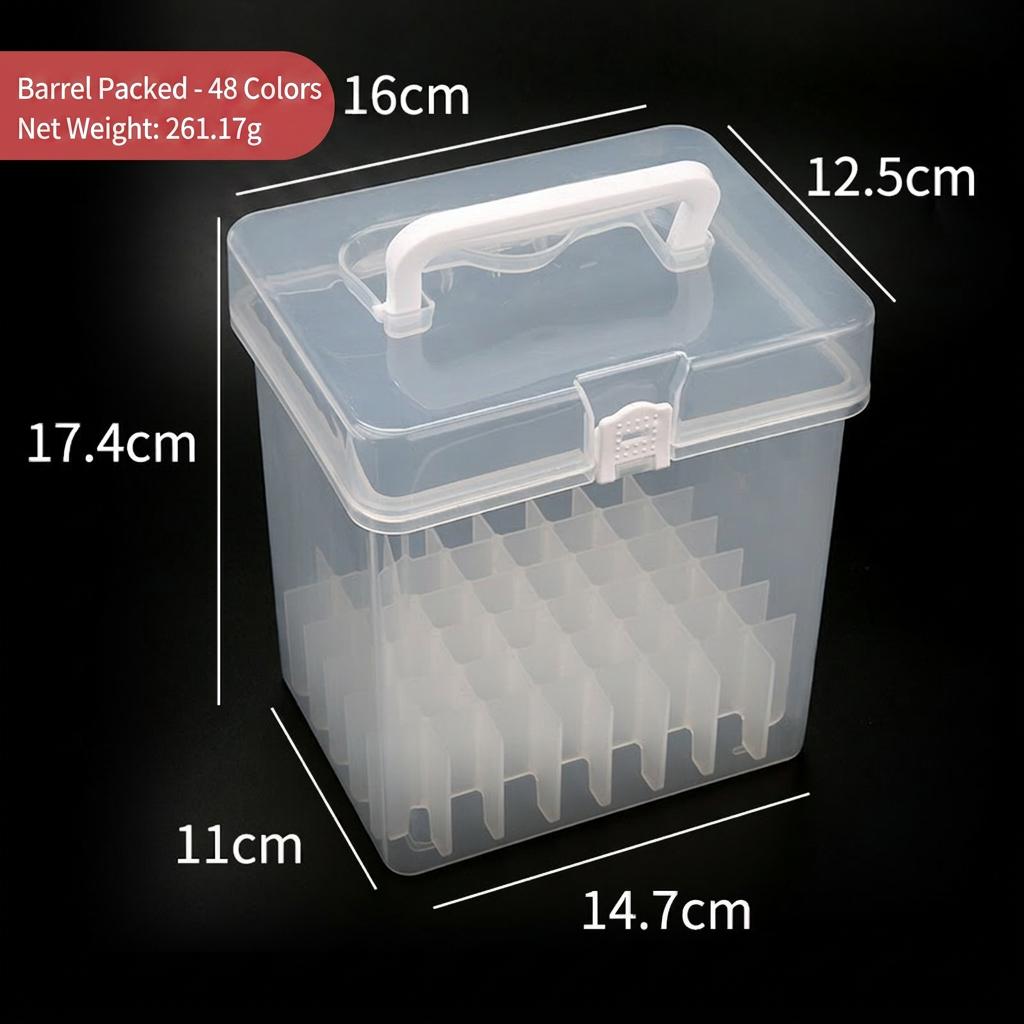 12/24/36/48/60 Color Markers Bucket Clear Plastic Marker Storage Bin With Detachable Dividers Portable Handle Art Organizer Case