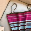 Elastisk regnbueprint ribbestrikket colorblock tanktopp strikket avslappet ermeløs rundhalset topp dameklær crop top