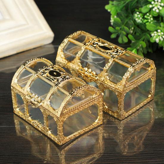 Retro Plated Candy Box Vintage Style Treasure Chest Wedding Party Sweet Container for Candies Cookies Chocolates Macarons Jewelry Small Gifts