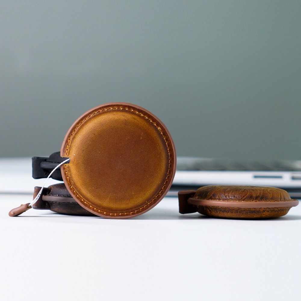Round Retro Leather Retractable Measuring Tape  For Handicrafts
