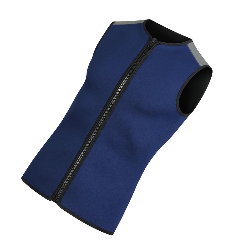 Colete Térmico de Neoprene 3mm, Top de Roupa de Mergulho sem Mangas com Zíper Unissex para Natação Snorkeling Surfe Mergulho Azul Marinho M