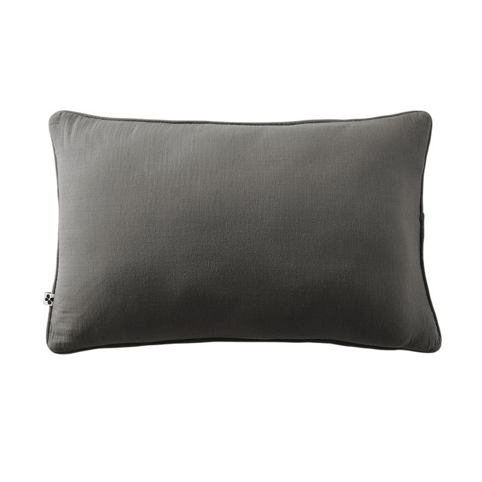 Coussin - GAIA - 40 x 60 cm - Déhoussable - Gaze de coton anthracite - Élégant