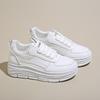 Women's W3612 White Leather Thick-Soled Casual Shoes, 2024 Autumn Collection