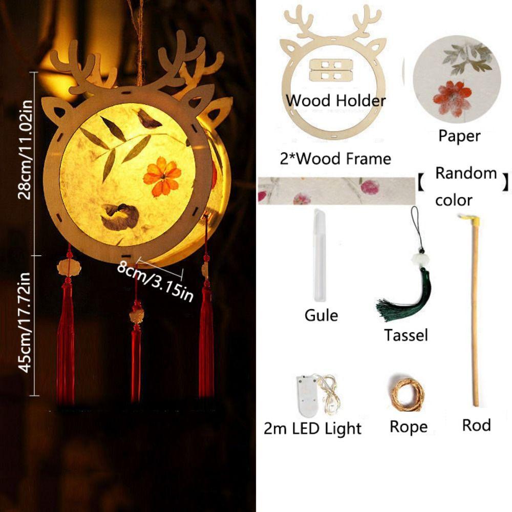 LED Light Handmade Hanging Lamp Wooden Art Lantern Retro Mid-Autumn Festival Lantern  Party Decor