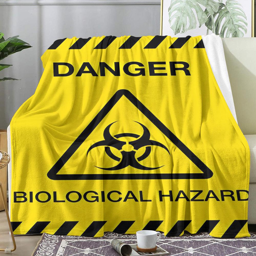 Warning Biohazard Throw Soft Flannel Throw Summer AC Blanket Lightweight Cool Nap Blanket for Sofa Bed Couch Travel