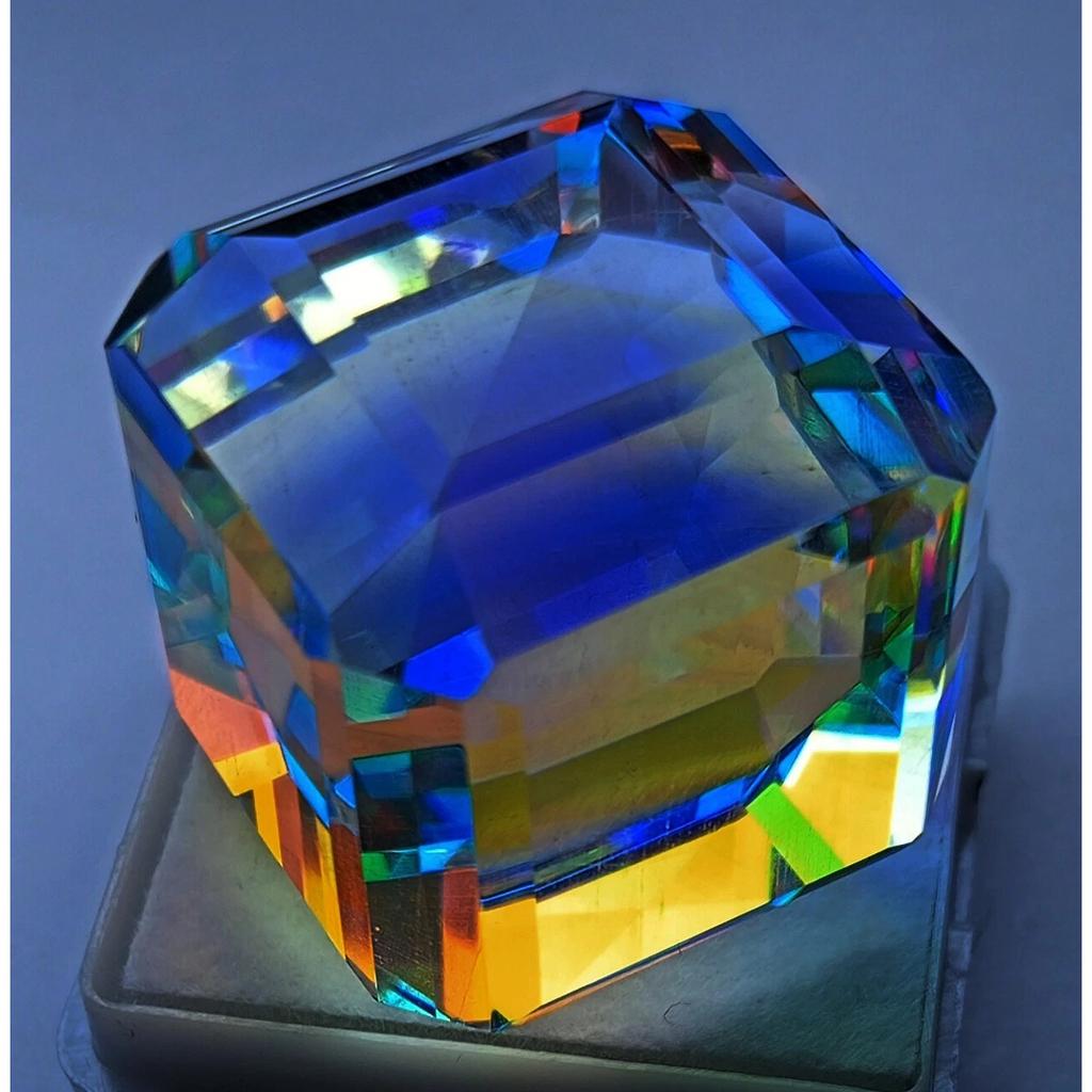 Beautiful Natural Mystic Topaz Rainbow Color 108.40 Ct Cube Cut Gemstone