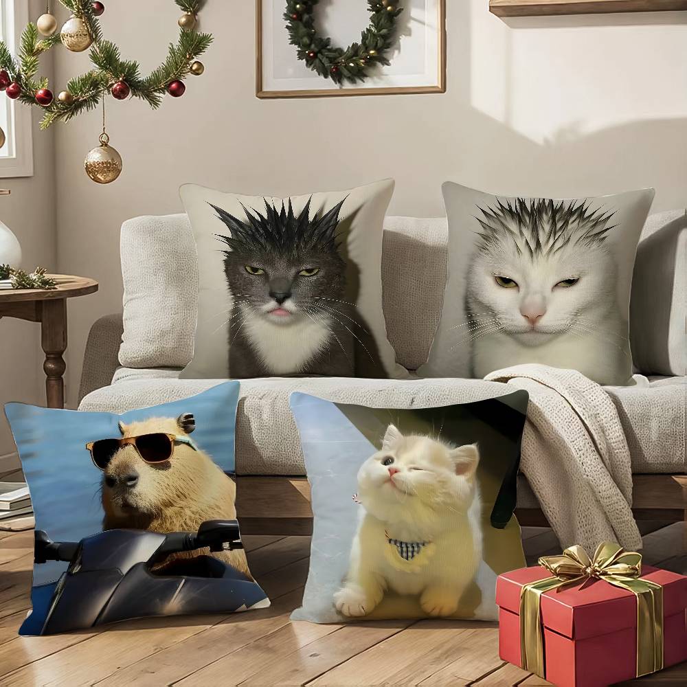 Lustige und interessante Tiere – Kissenbezug für bequemes Sofa oder Bett. Seidig-elegant, mit unsichtbarem Reißverschluss. Dekorativer Kissenbezug